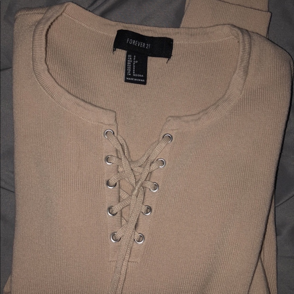 Forever21 lace-up long sleeve top